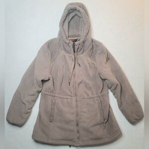 Koolaburra by UGG Cozy Sherpa Jacket Sz XL Truffle Mauve Hooded Zip Up Fleece